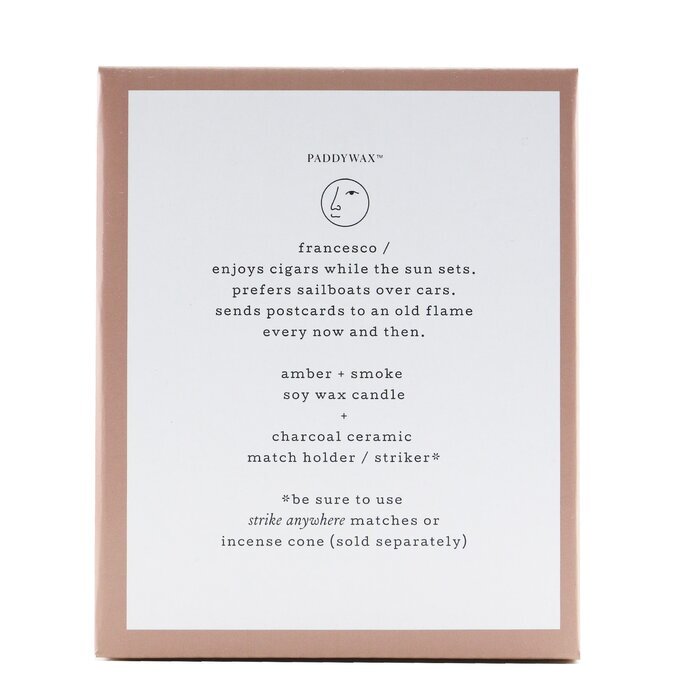 Paddywax Persona-Kerze – Bernstein + Rauch, 113 g/4 oz