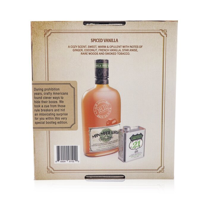 18.21 Man Made Book of Good Grooming Geschenkset Band 4: Spiced Vanilla (Waschlotion 532 ml + Öl 60 ml), 2-teilig