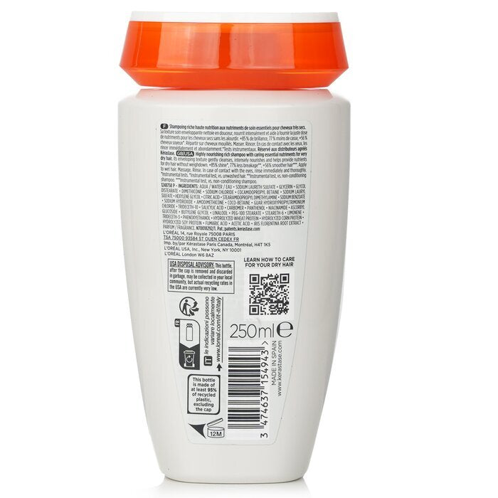 Kerastase Nutritive Bain Satin Riche High Nutrition Reichhaltiges Shampoo mit essentiellen Nährstoffen (sehr trockenes Haar) 250ml/8,5oz
