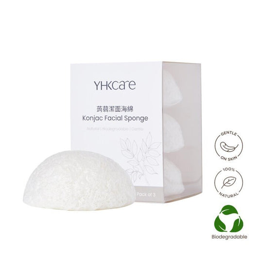 YHKCARE Konjac-Schwamm (rein) Trio-Packung 3 Stück