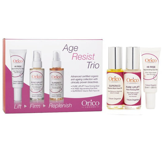 Orico London Age Resist Trio: Gesichtsöl 30 ml/1,01 oz + Straffendes Elixier 30 ml/1,01 oz + Augenelixier 25 ml/0,85 oz 3 Stück