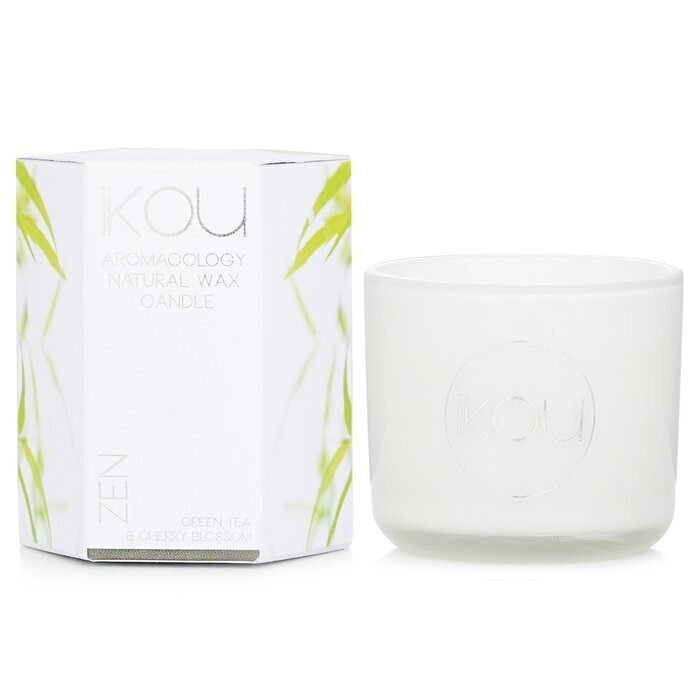 iKOU Eco-Luxury Aromacology Kerzenglas aus natürlichem Wachs – Zen (Grüner Tee und Kirschblüte), 85 g