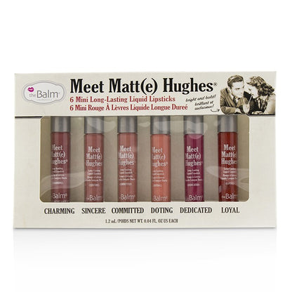 TheBalm Meet Matt(e) Hughes 6 Mini-Set mit lang anhaltenden flüssigen Lippenstiften – Vol. 1, 6 x 1,2 ml