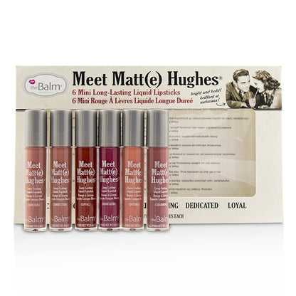 TheBalm Meet Matt(e) Hughes 6 Mini-Set mit lang anhaltenden flüssigen Lippenstiften – Vol. 1, 6 x 1,2 ml