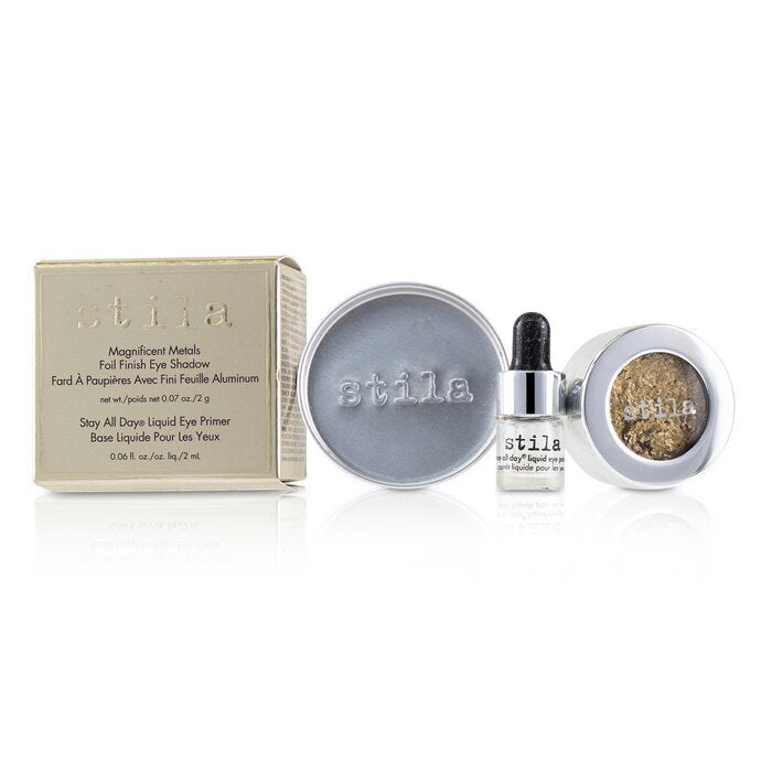 Stila – Magnificent Metals – Lidschatten mit Folien-Finish und Mini Stay All Day Liquid Eye Primer – Gilded Gold, 2 Stück