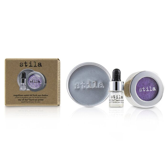 Stila – Magnificent Metals – Lidschatten mit Folien-Finish und Mini Stay All Day Liquid Eye Primer – # Metallic Violet, 2 Stück