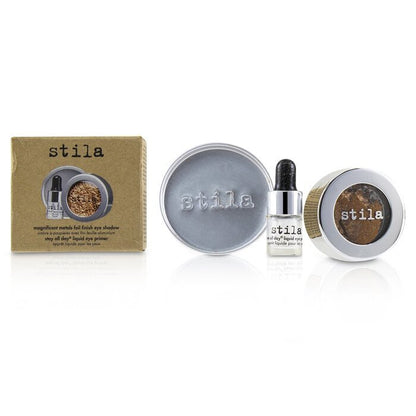 Stila – Magnificent Metals – Lidschatten mit Folien-Finish und Mini Stay All Day Liquid Eye Primer – Comex Copper, 2 Stück