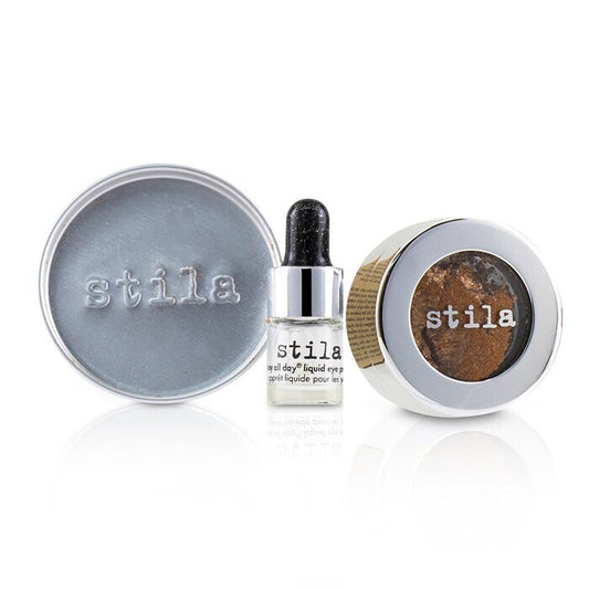 Stila – Magnificent Metals – Lidschatten mit Folien-Finish und Mini Stay All Day Liquid Eye Primer – Comex Copper, 2 Stück