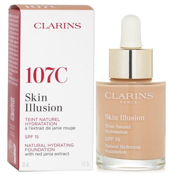 Clarins Skin Illusion Natürliche feuchtigkeitsspendende Grundierung SPF 15 Nr. 107 Beige, 30 ml