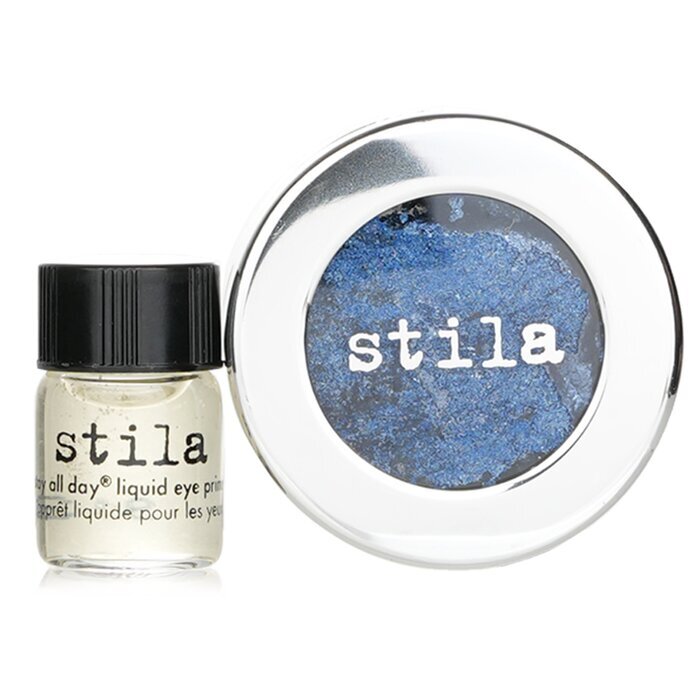 Stila – Magnificent Metals – Lidschatten mit Folien-Finish und Mini Stay All Day Liquid Eye Primer – Metallic Cobalt, 2 Stück