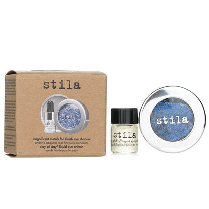 Stila – Magnificent Metals – Lidschatten mit Folien-Finish und Mini Stay All Day Liquid Eye Primer – Metallic Cobalt, 2 Stück