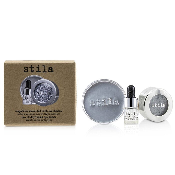 Stila – Magnificent Metals – Lidschatten mit Folien-Finish und Mini Stay All Day Liquid Eye Primer – Titanium, 2 Stück