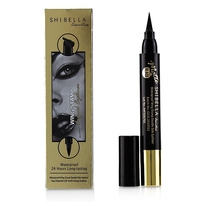 SHIBELLA Cosmetics Wasserfester, 24 Stunden lang anhaltender Wing Stamp Eyeliner, doppelseitiger Eyeliner – Thin Stamp, 4,5 ml/0,1587 oz