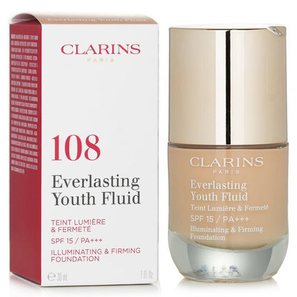 Clarins Everlasting Youth Fluid Aufhellendes und straffendes Make-up LSF 15 – Nr. 108 Sand, 30 ml