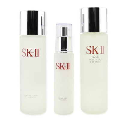 SK II Pitera Deluxe Hydrating 3-teiliges Set: Gesichtsbehandlungsessenz 230 ml + Gesichtslifting-Emulsion 100 g + Gesichtsbehandlungsklare Lotion 230 ml, 3-tlg.