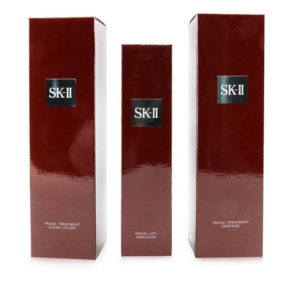 SK II Pitera Deluxe Hydrating 3-teiliges Set: Gesichtsbehandlungsessenz 230 ml + Gesichtslifting-Emulsion 100 g + Gesichtsbehandlungsklare Lotion 230 ml, 3-tlg.