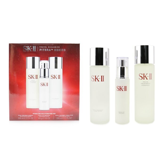 SK II Pitera Deluxe Hydrating 3-teiliges Set: Gesichtsbehandlungsessenz 230 ml + Gesichtslifting-Emulsion 100 g + Gesichtsbehandlungsklare Lotion 230 ml, 3-tlg.