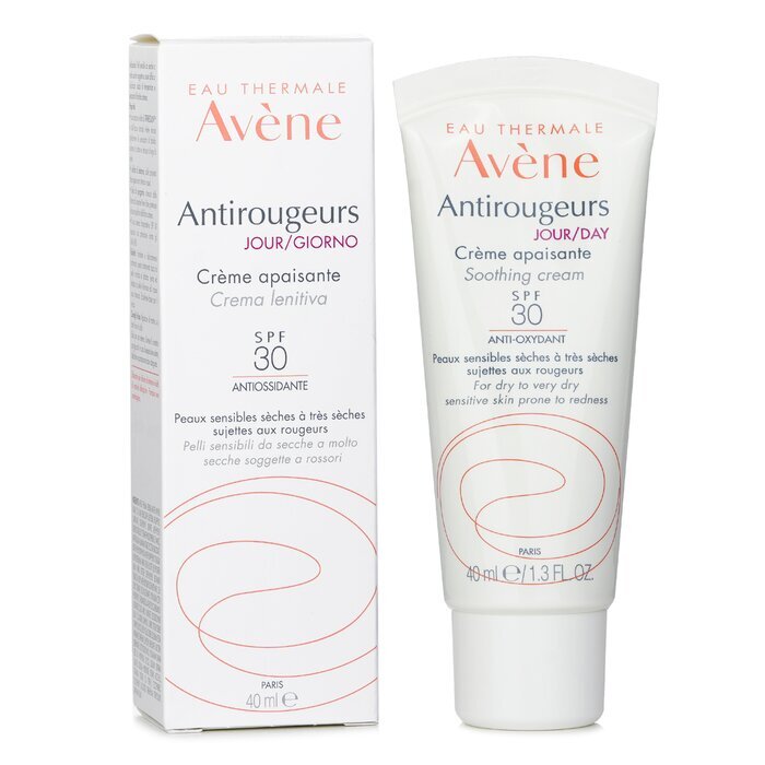 Avene Antirougeurs DAY Beruhigende Creme LSF 30 – Für trockene bis sehr trockene, empfindliche, zu Rötungen neigende Haut, 40 ml