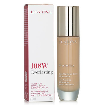 Clarins Everlasting langanhaltendes und feuchtigkeitsspendendes, mattes Make-up, Nr. 108W Sand, 30 ml