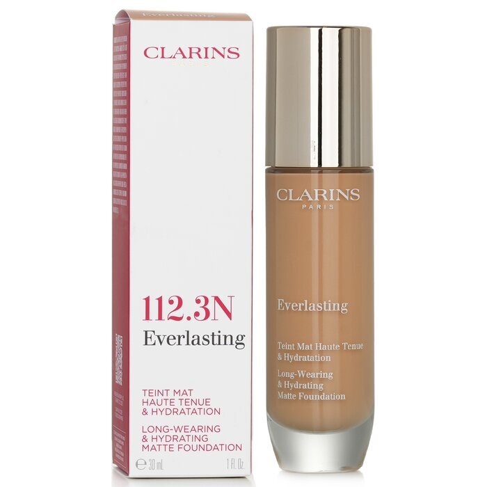 Clarins Everlasting langanhaltendes und feuchtigkeitsspendendes, mattes Make-up, Nr. 112.3N Sandelholz, 30 ml