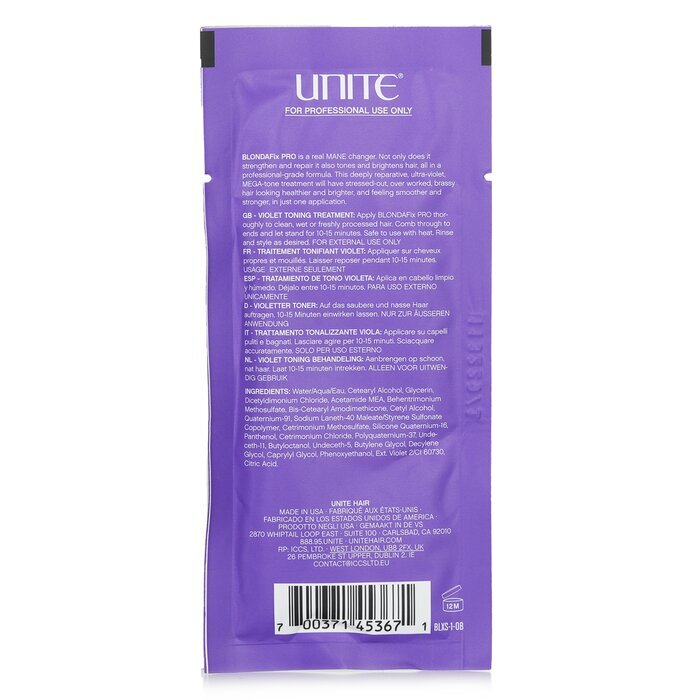 Unite BLONDA Fix PRO Violett-Tönungsbehandlung (Salonprodukt) 24x30ml/1oz