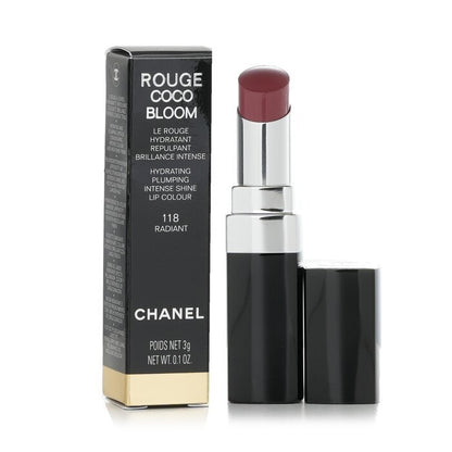 Chanel Rouge Coco Bloom Feuchtigkeitsspendender, aufpolsternder Lippenstift mit intensivem Glanz – Nr. 118 Radiant, 3 g/0,1 oz