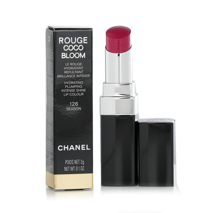 Chanel Rouge Coco Bloom Feuchtigkeitsspendender, aufpolsternder Lippenstift mit intensivem Glanz – Nr. 126 Season, 3 g/0,1 oz