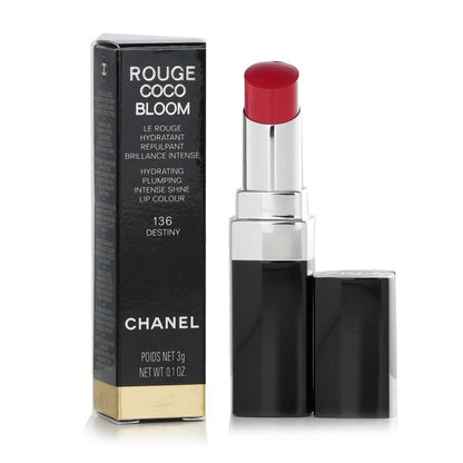 Chanel Rouge Coco Bloom Feuchtigkeitsspendender, aufpolsternder Lippenstift mit intensivem Glanz – Nr. 136 Destiny, 3 g/0,1 oz