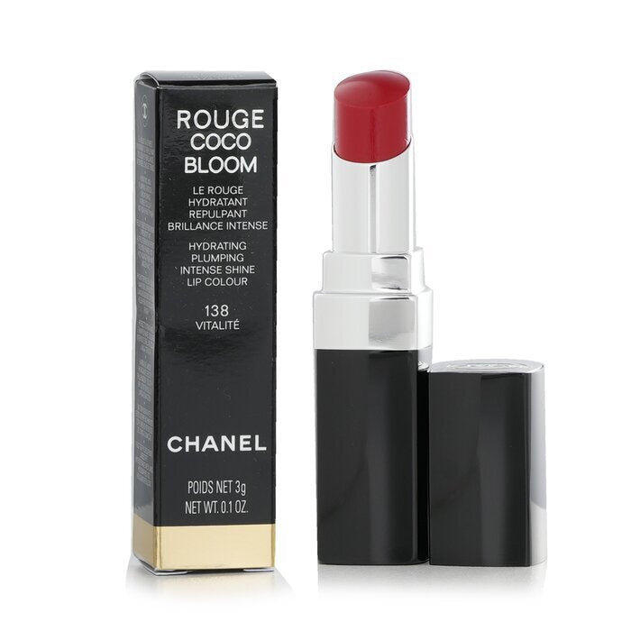 Chanel Rouge Coco Bloom Feuchtigkeitsspendender, aufpolsternder Lippenstift mit intensivem Glanz – Nr. 138 Vitalite, 3 g/0,1 oz