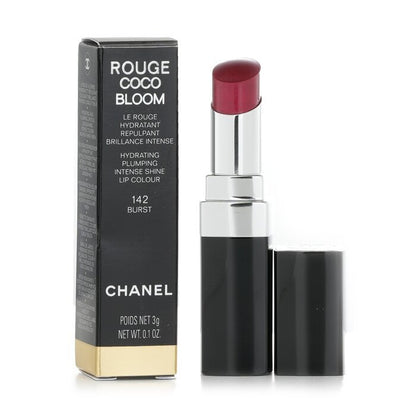 Chanel Rouge Coco Bloom Feuchtigkeitsspendender, aufpolsternder Lippenstift mit intensivem Glanz – Nr. 142 Burst, 3 g/0,1 oz