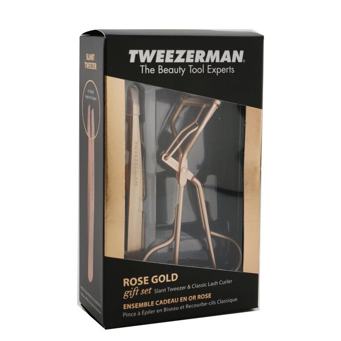 Tweezerman – Roségoldenes Geschenkset mit schräger Pinzette und klassischer Wimpernzange, 2-teilig