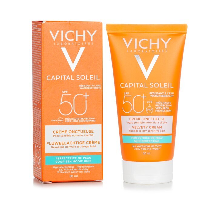 Vichy Capital Soleil Skin Perfecting Velvety Cream SPF 50 – Wasserfest (normale bis trockene, empfindliche Haut) 50 ml/1,69 oz