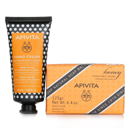 Apivita Bienenschutzhonig-Set: Handcreme Hyaluronsäure &amp; Honig 50ml+ Naturseife Honig 125g 2St