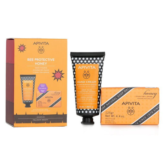 Apivita Bienenschutzhonig-Set: Handcreme Hyaluronsäure &amp; Honig 50ml+ Naturseife Honig 125g 2St