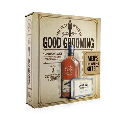 18.21 Man Made Book of Good Grooming Geschenkset Band 2: Absolute Mahogany (Wash 532 ml + Grit Bar 198 g), 2-tlg.