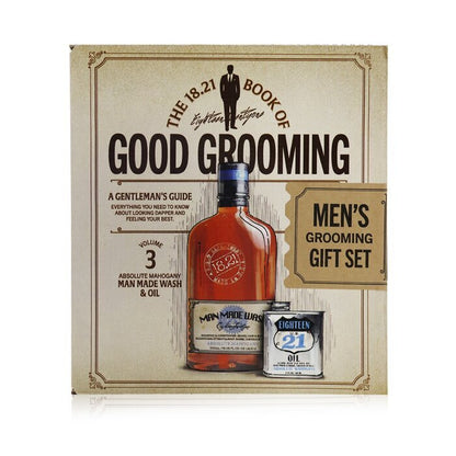 18.21 Man Made Book of Good Grooming Geschenkset Band 3: Absolute Mahogany (Wash 532ml + Öl 60ml) 2-tlg