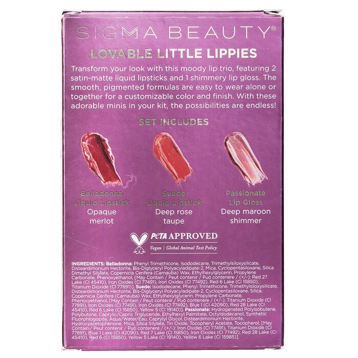 Sigma Beauty Adored Mini-Lippenset (2x flüssiger Lippenstift + 1x Lipgloss) 3-tlg