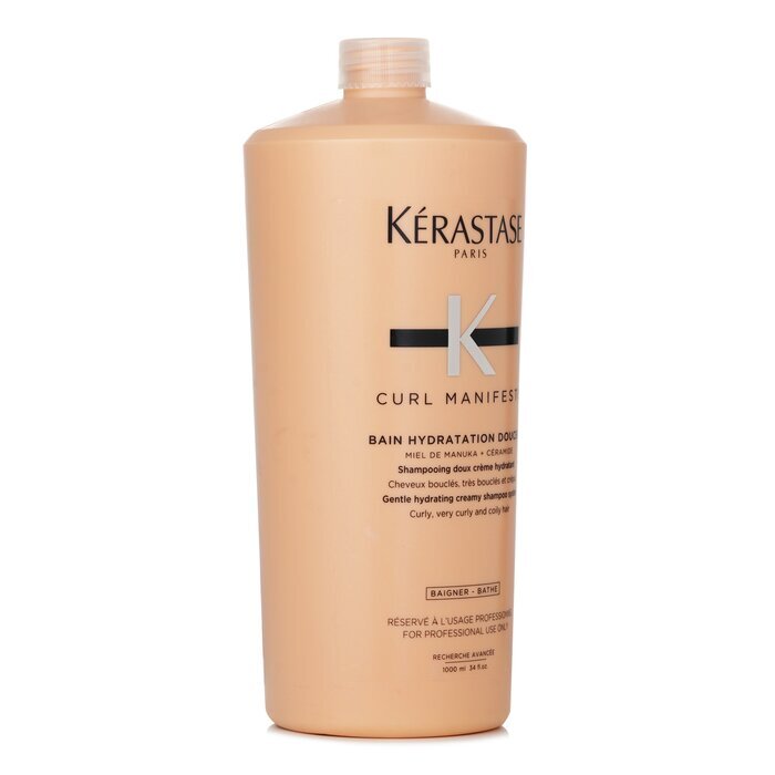 Kerastase Curl Manifesto Bain Hydratation Douceur Shampoo, sanftes, cremiges Shampoo – für lockiges, sehr lockiges und krauses Haar (Salongröße), 1000 ml/34 oz