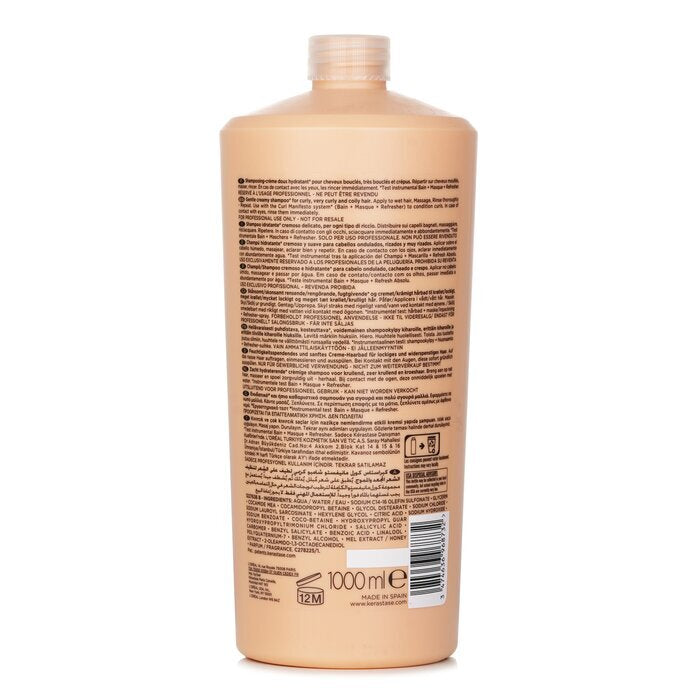 Kerastase Curl Manifesto Bain Hydratation Douceur Shampoo, sanftes, cremiges Shampoo – für lockiges, sehr lockiges und krauses Haar (Salongröße), 1000 ml/34 oz