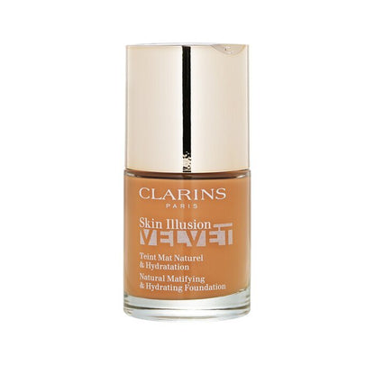 Clarins Skin Illusion Velvet Natürliche mattierende und feuchtigkeitsspendende Grundierung – Nr. 113C Chestnut, 30 ml