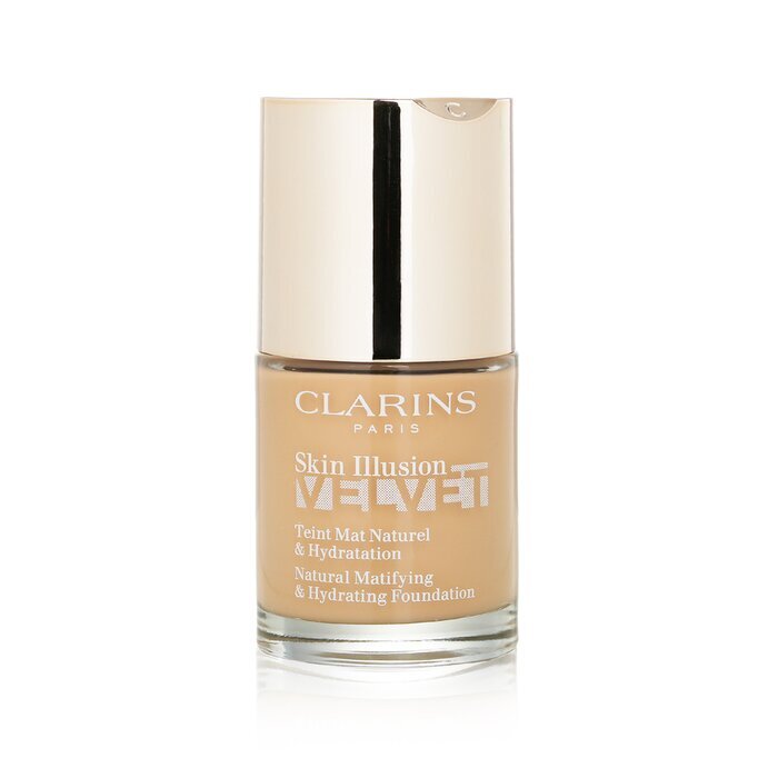 Clarins Skin Illusion Velvet Natürliche mattierende und feuchtigkeitsspendende Grundierung – Nr. 110N Honey, 30 ml