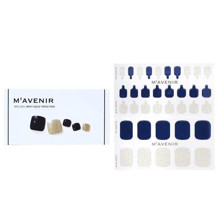 Mavenir Nagelaufkleber (Blau) – # Navy Gold Topaz Pedi 36 Stück