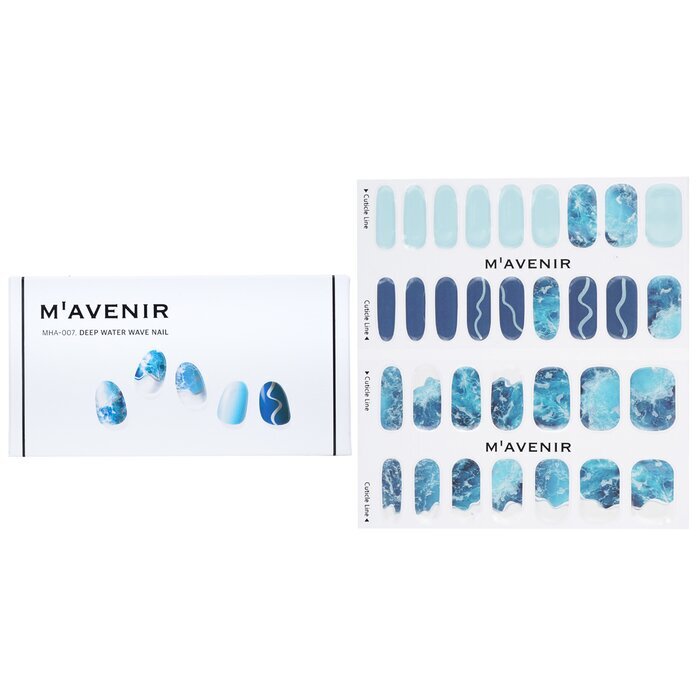 Mavenir Nagelaufkleber (blau) – # Deep Water Wave Nail 32 Stück