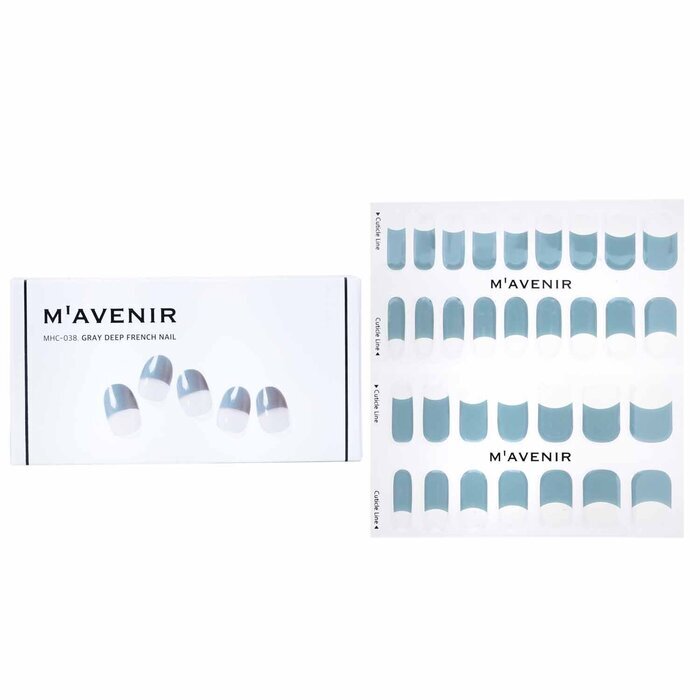 Mavenir Nagelaufkleber (Blau) – # Grauer tiefer French Nail, 32 Stück