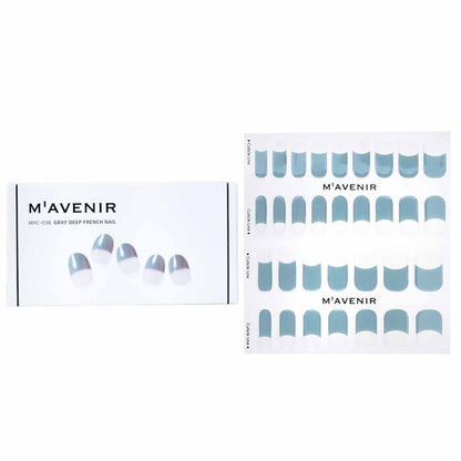 Mavenir Nagelaufkleber (Blau) – # Grauer tiefer French Nail, 32 Stück
