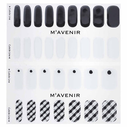 Mavenir Nagelaufkleber (weiß) – # Black Shepherd Check Nail 32 Stück
