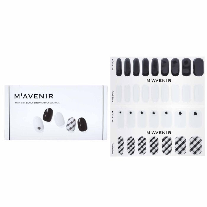 Mavenir Nagelaufkleber (weiß) – # Black Shepherd Check Nail 32 Stück
