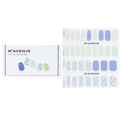 Mavenir Nagelaufkleber (blau) – # Blue Leaf Nail 32 Stück