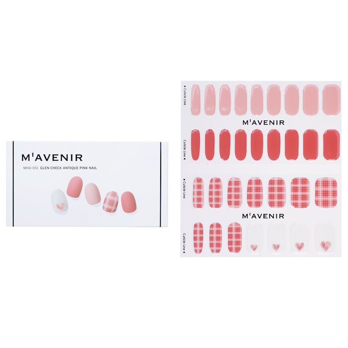 Mavenir Nagelaufkleber (Pink) – # Glen Check Antik Pink Nail 32 Stück