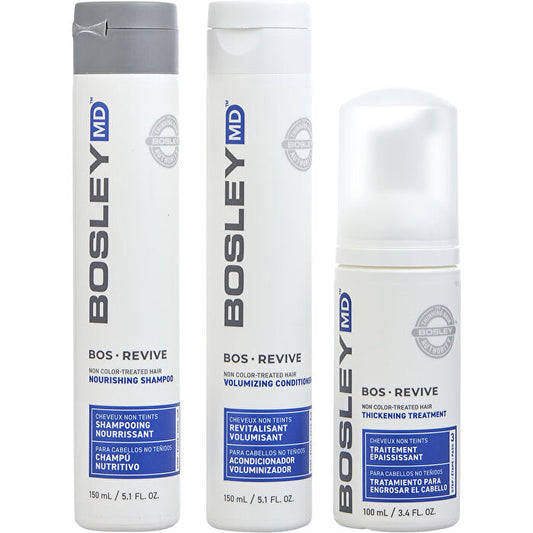 Bosley MD BosRevive Volumizing Non Color Treated Kit: Pflegendes Shampoo 5,1 oz + Volumen-Conditioner 5,1 oz + Pflege 3,4 oz, 3-tlg.